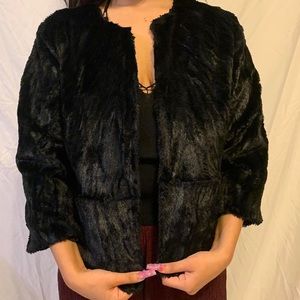 black faux fur jacket